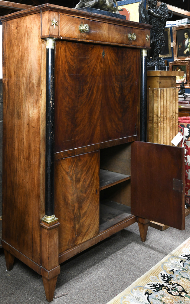 Empire mahogany secretaire, Dutch or French circa 1810, having a rectangular top with a single - Image 3 of 3