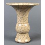 Chinese Ge-type ceramic vase, of gu-form overall coated with a dark and light network of crackles,