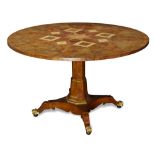 Biedermeier style mixed wood marquetry pedestal table