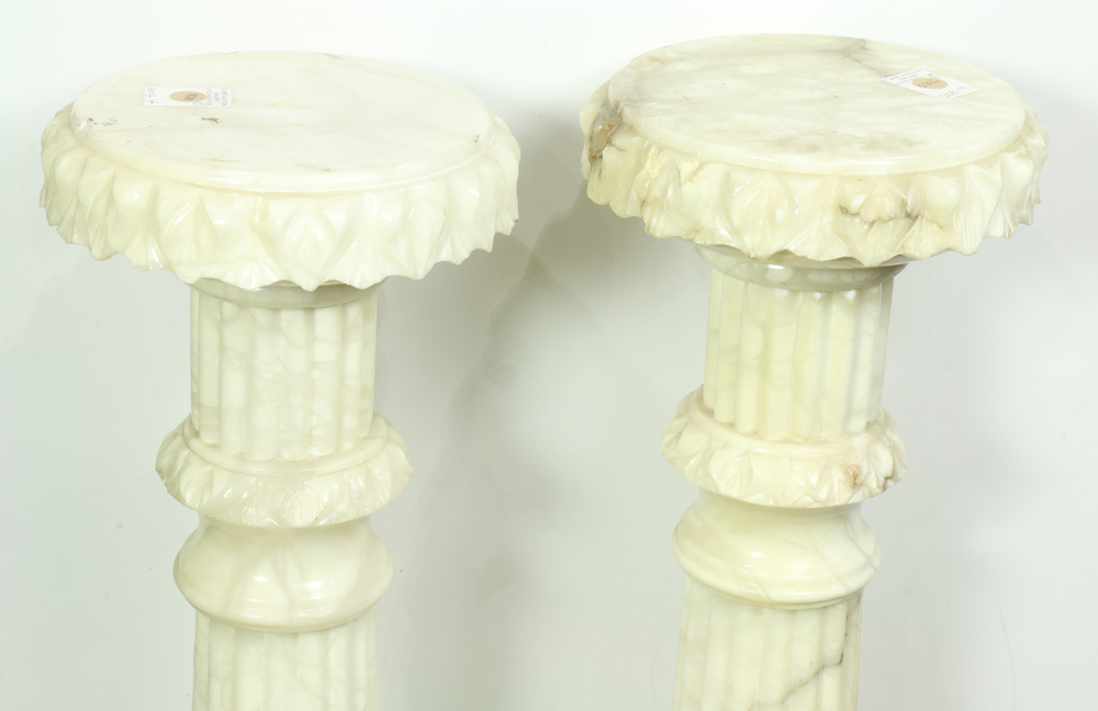 Pair of Victorian style variegated pedestals, each having a circular top. 37"h x 10"w - Image 2 of 2