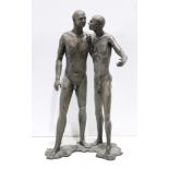 Nude Couple, 1990, bronze sculpture, initaled indistinctly and dated beneath, edtion A/P 2/5,