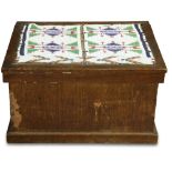 Arts and Crafts box, circa 1915, the top with period Great Plains Native American beadwork panels,