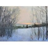 Steven Lee Adams (American, b. 1962) "Sunset in Winter," 2007 oil on canvas, signed lower left,