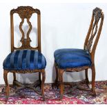 Pair of Victorian sidechairs, each having a carved crest, 41.5"h