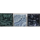 (lot of 3) Late Victorian low relief ceramic art tile group, in the manner of Trent tiles, each with