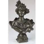 Emmanuel Villanis (French, 1858-1914), Femme with Roses in her Hair, bronze sculpture, signed