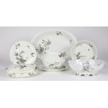 (lot of 21) Limoges hand painted table service circa 1860, each having a different floral spray on a