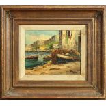 Mediterranean Coast, oil on canvas, signed "H. Luise" lower right, 20th century, overall (with