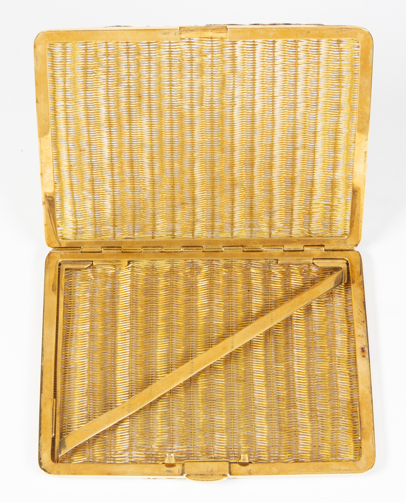 18k yellow gold woven cigarette box - Image 2 of 3