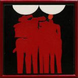 Robert Hansen (American, b. 1924), Red Figures, 1968, oil on board, signed and dated verso,