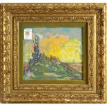 (lot of 2) Landscape and Cityscape, pastels, each signed "Erickson" lower right/left, 20th