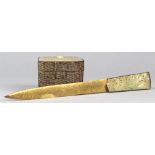 Chinese Hardstone Inset Box and Letter Opener
