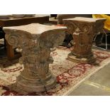 Pair of faux marble corinthian collumn capitals, 29"h x 2'w x 2'd