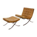 Ludwig Mies Van der Rohe Knoll 'Barcelona' easy chair and ottoman