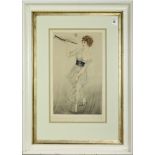 Louis Icart (French, 1888-1950), "Papillon," etching with colors, pencil signed lower right, edition