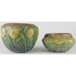 (lot of 2) Roseville Pottery ceramic vessel group, circa 1930, consisting of two jardinieres, each