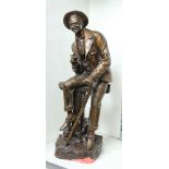 Farnsworth bronze figure of a man with a cane, 22"h