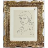 Portrait of a Young Man, 1959, ink on paper signed "Ingli" and dated lower right, overall with