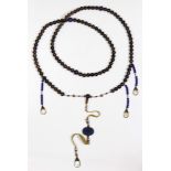 Chinese court style necklace, of 108 spherical quartz beads, with three short side strands having