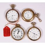 (Lot of 4) Gold-filled pocketwatches Including 2) Elgin gold-filled, open face pocketwatches,