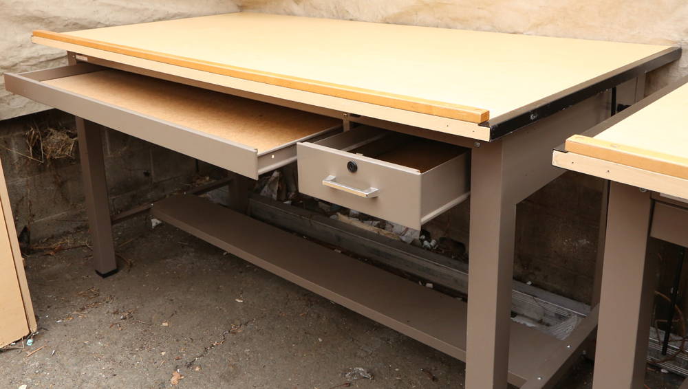 Drafting table, with adjustable top, 37.5"h x 72"w x 37.5"d