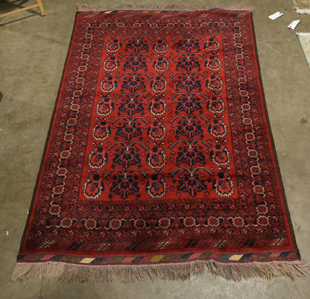 Afghan Turkoman carpet, 4'1" x 6'6"