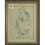 After Egon Schiele (Austrian, 1890–1918), Portrait of a Girl, 1918, lithograph, plate signed lower