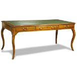 Louis XVI Style Leather Mounted Walnut Bureau Plat/Partner's Desk