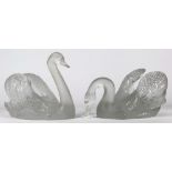 (Lot of 2) Lalique France frosted glass swans