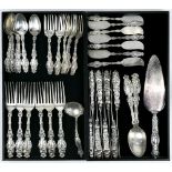 (lot of 39) Whiting sterling silver flatware service in the "1902 Lily" pattern