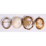(Lot of 4) Shell cameo, yellow gold jewelry and items Including 1) shell cameo and 14k yellow gold