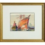 (lot of 2) Justin Faivre (American, 1902-1990), "Ships," 1935, and "Land's End", 1968,