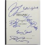 Titanic Script signed by Leo Dicaprio, Kate Winslet, Gloria Stuart, Billy Zane, Kathy Bates, and