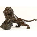 Japanese Bronze Lion and Wolf