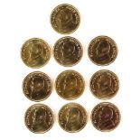 (lot of 10) 2010 1/2 ounce gold South African Krugerrand coins