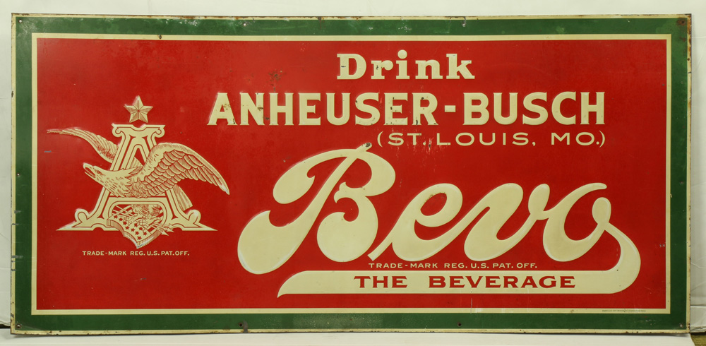 Anheuser-Busch embossed metal sign