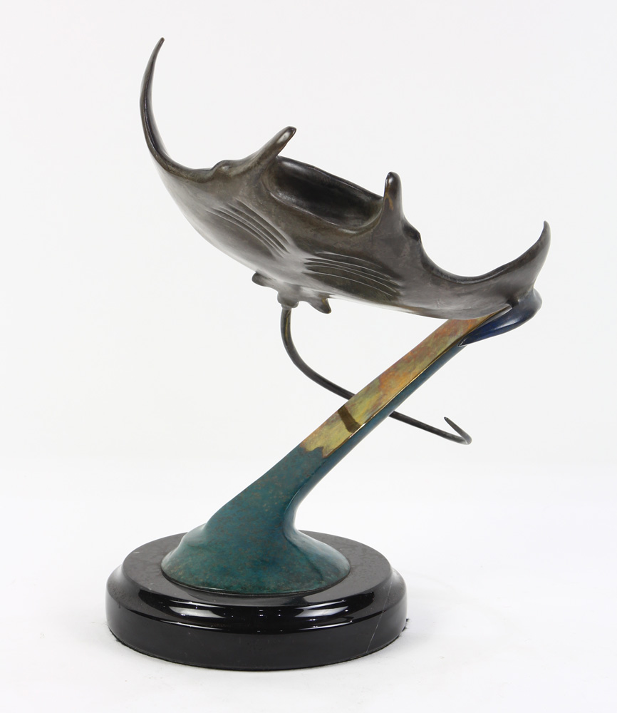 Dale Evers patinated bronze figural sculpture of a sting ray - Image 3 of 5