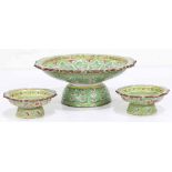 (Lot of 3) A Group of Three Thai Beucharong Enameled Dishes