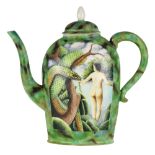 Kurt Weiser (American b. 1950) hand painted porcelain teapot