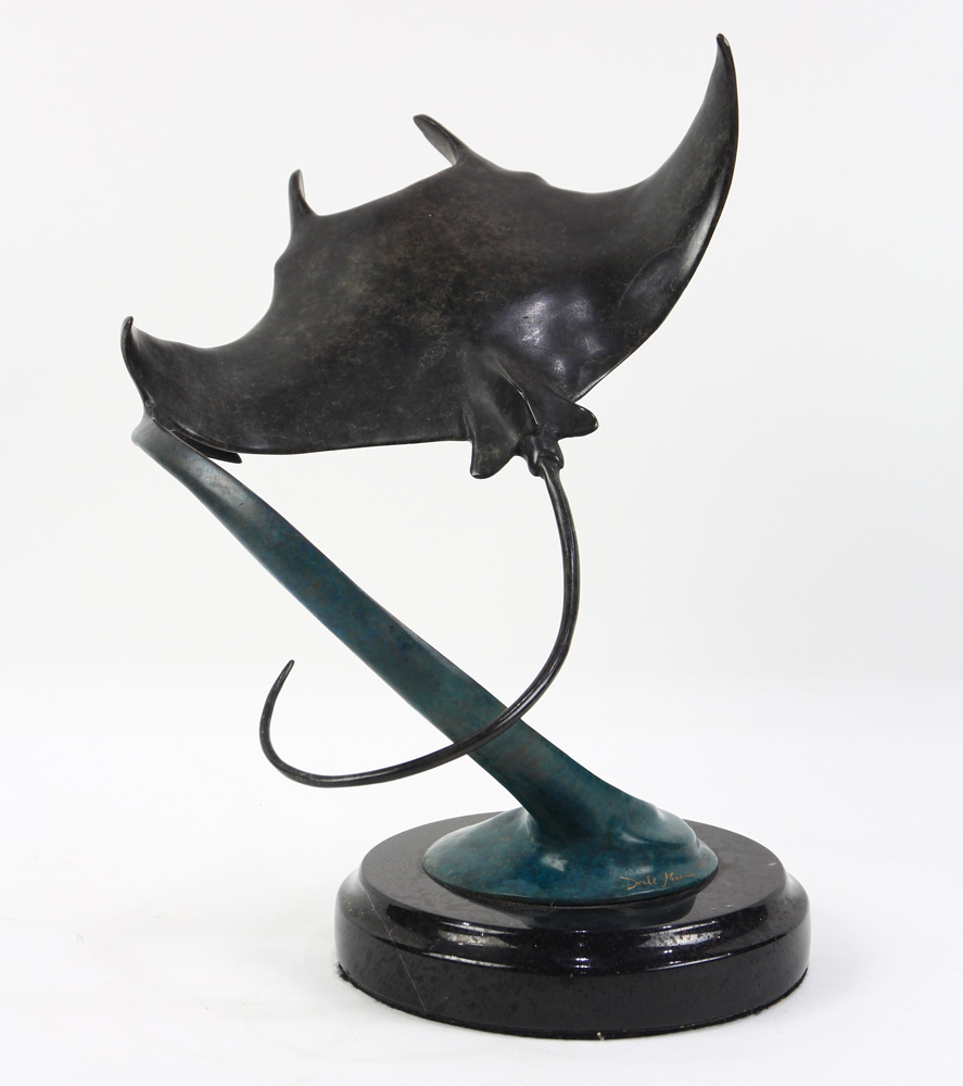 Dale Evers patinated bronze figural sculpture of a sting ray