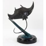 Dale Evers patinated bronze figural sculpture of a sting ray