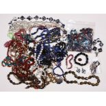 Collection of multi-stone, glass, metal bead jewelry