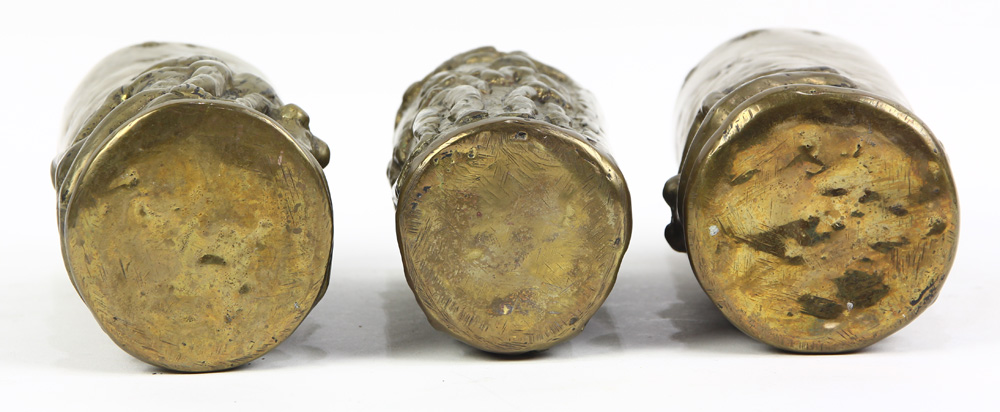 (lot of 3) Pal Kepenyes patinated bronze cylindrical vessels - Image 3 of 5