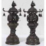 Japanese Pair of Bronze Toro Lanterns,