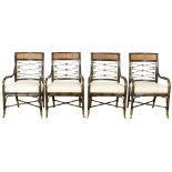 (lot of 4) Regency style faux bamboo armchairs