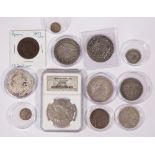 (lot of 12) South American and Spanish Colonial coin group, 18th and 19th century