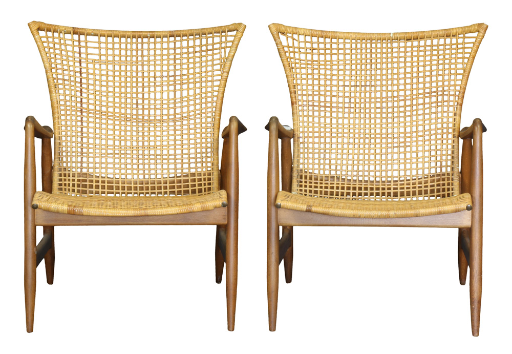 (lot of 2) Ib Koford-Larsen (1921-2003) for Selig cane lounge chairs - Image 2 of 2