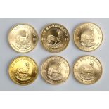 (lot of 6) 2010 1/2 ounce gold South African Krugerrands