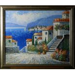 Painting, Mediterranean Coastal Scene