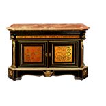 Napoleon III style ebonized and boulle decorated parlor cabinet